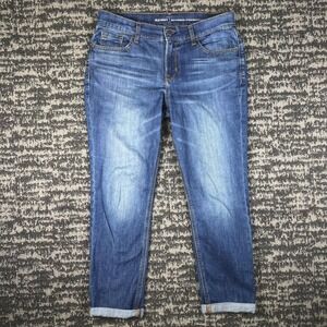 Old Navy Boyfriend Straight Crop Jeans Womens 8 Blue Medium Wash Denim Cuffed